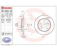 2x Disco de freno macizo 08.A534.21 BREMBO para TOYOTA COROLLA Sedán AURIS