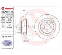2x Disco de freno macizo 08.A536.11 BREMBO para VOLVO V70 III S80 II XC70 II