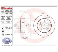 2x Disco de freno macizo 08.A631.11 BREMBO para KIA CARENS III Monospace
