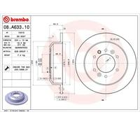 2x Disco de freno macizo 08.A633.10 BREMBO para KIA