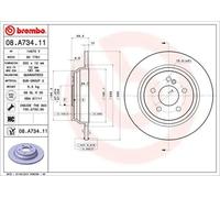 2x Disco de freno macizo 08.A734.11 BREMBO para MERCEDES-BENZ CLASE S SL