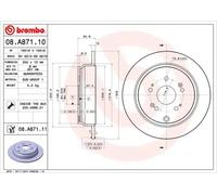 2x Disco de freno macizo 08.A871.11 BREMBO para HONDA CR-V III CR-V IV