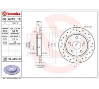 2x Disco de freno macizo 08.A912.1X BREMBO para TOYOTA AURIS COROLLA Sedán