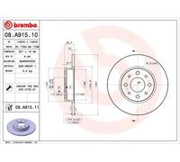 2x Disco de freno macizo 08.A915.11 BREMBO para ALFA ROMEO MITO