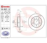 2x Disco de freno macizo 08.B027.11 BREMBO para HYUNDAI COUPE II TIBURON Coupé
