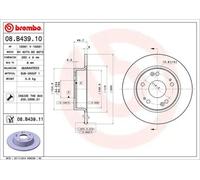 2x Disco de freno macizo 08.B439.11 BREMBO para HONDA ACCORD VII