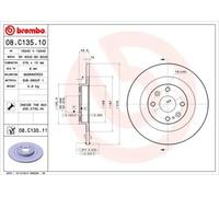 2x Disco de freno macizo 08.C135.11 BREMBO para MAZDA MX-5 II