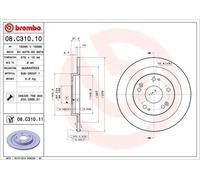 Disco de freno BREMBO 08C31011 trasero, macizo, 1 Pieza