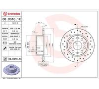 2x Disco de freno macizo 08.D616.1X BREMBO