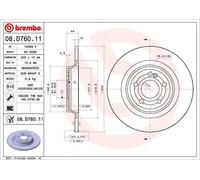 Disco de freno BREMBO 08D76011 trasero, macizo, altamente carbonizado, 1 Pieza