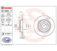 Disco de freno BREMBO 08.D864.11 trasero, macizo, 1 Pieza