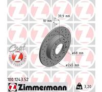 2x Disco de freno macizo 100.1243.52 ZIMMERMANN para AUDI A4 B6 A4 B6 Avant