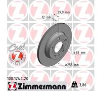 2x Disco de freno macizo 100.1244.20 ZIMMERMANN para AUDI SEAT