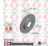 2x Disco de freno macizo 100.1248.52 ZIMMERMANN para VW AUDI SKODA