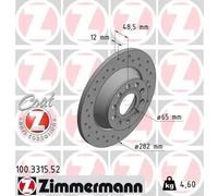 2x Disco de freno macizo 100.3315.52 ZIMMERMANN para VW SEAT SKODA AUDI