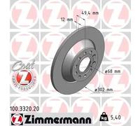 2x Disco de freno macizo 100.3320.20 ZIMMERMANN para AUDI A6 C6 A6 C6 Avant