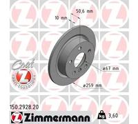 2x Disco de freno macizo 150.2928.20 ZIMMERMANN para MINI MINI MINI Descapotable