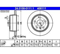 2x Disco de freno macizo 24.0108-0111.1 ATE para MERCEDES-BENZ CLASE A VANEO