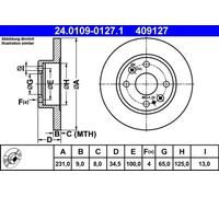 2x Disco de freno macizo 24.0109-0127.1 ATE para MAZDA 323 S IV 323 C IV MX-5 I