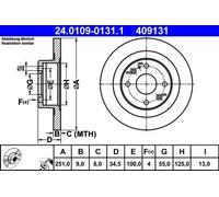 2x Disco de freno macizo 24.0109-0131.1 ATE para MAZDA 323 S IV 323 C IV MX-5 I