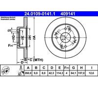 2x Disco de freno macizo 24.0109-0141.1 ATE para HONDA PRELUDE V