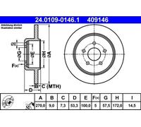 2x Disco de freno macizo 24.0109-0146.1 ATE para CHRYSLER NEON NEON II