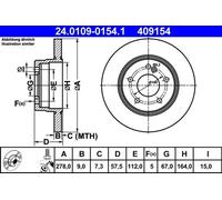 2x Disco de freno macizo 24.0109-0154.1 ATE para MERCEDES-BENZ CLASE C