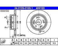 2x Disco de freno macizo 24.0109-0169.1 ATE para HONDA ACCORD VIII