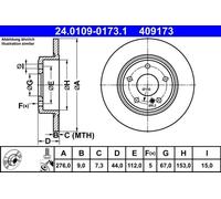 2x Disco de freno macizo 24.0109-0173.1 ATE para MERCEDES-BENZ CLASE A
