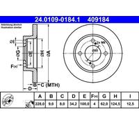 2x Disco de freno macizo 24.0109-0184.1 ATE para SUZUKI BALENO