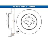 2x Disco de freno macizo 24.0109-0189.1 ATE para SUZUKI SWIFT IV