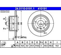 2x Disco de freno macizo 24.0110-0191.1 ATE para OPEL OMEGA A SENATOR B