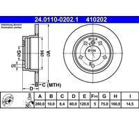 2x Disco de freno macizo 24.0110-0202.1 ATE para BMW 3 3 Coupé 3 Descapotable