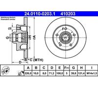 2x Disco de freno macizo 24.0110-0203.1 ATE para VW SEAT