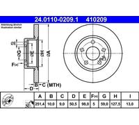 2x Disco de freno macizo 24.0110-0209.1 ATE para ALFA ROMEO LANCIA FIAT