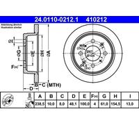 2x Disco de freno macizo 24.0110-0212.1 ATE para ROVER HONDA MG