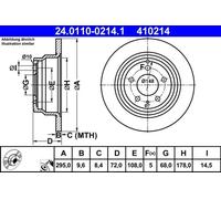 2x Disco de freno macizo 24.0110-0214.1 ATE para VOLVO 850 850 Station Wagon S70