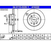 2x Disco de freno macizo 24.0110-0220.1 ATE para RENAULT LAGUNA I SAFRANE I