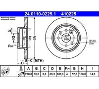 2x Disco de freno macizo 24.0110-0225.1 ATE para OPEL VECTRA B Hatchback