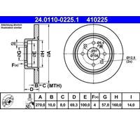 2x Disco de freno macizo 24.0110-0225.1 ATE para OPEL VECTRA B Hatchback