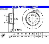 2x Disco de freno macizo 24.0110-0229.1 ATE para MITSUBISHI VOLVO
