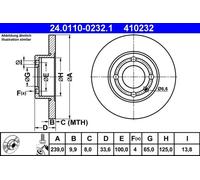 2x Disco de freno macizo 24.0110-0232.1 ATE para VW SEAT