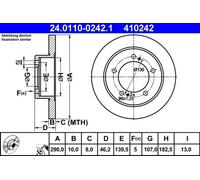 2x Disco de freno macizo 24.0110-0242.1 ATE para SUZUKI VITARA Cabrio VITARA