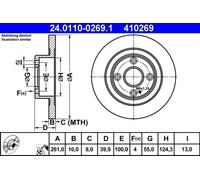 2x Disco de freno macizo 24.0110-0269.1 ATE para MAZDA 323 F VI Hatchback