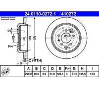 2x Disco de freno macizo 24.0110-0272.1 ATE para PEUGEOT 607