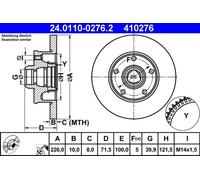 2x Disco de freno macizo 24.0110-0276.2 ATE para VW SEAT