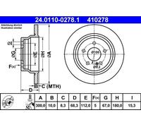 2x Disco de freno macizo 24.0110-0278.1 ATE para MERCEDES-BENZ CLS CLASE E