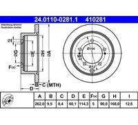 2x Disco de freno macizo 24.0110-0281.1 ATE para MITSUBISHI PAJERO PININ I