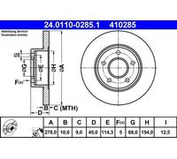 2x Disco de freno macizo 24.0110-0285.1 ATE para NISSAN ALMERA TINO PRIMERA