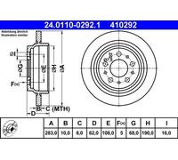 2x Disco de freno macizo 24.0110-0292.1 ATE para VOLVO 850 Station Wagon V70 I